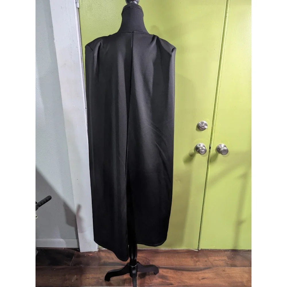 Black Open Front Cape Cardigan Women's Small‎ Draped Goth Minimalist Duster